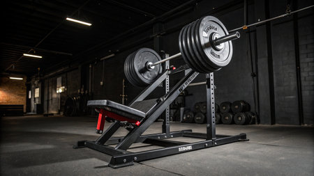 Dumbbells and barbells in a modern gym.の写真素材