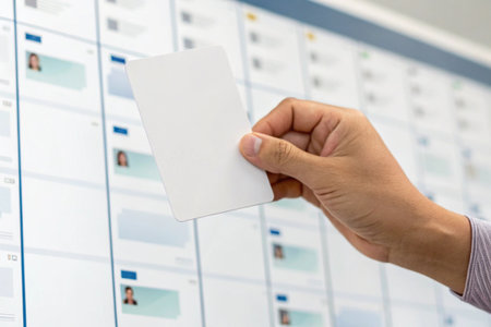 Close up of a man's hand holding a blank business card