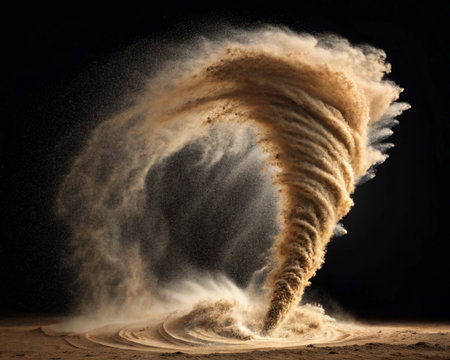 Sand explosion isolated on black background. Abstract sandstorm. 3d renderingの写真素材