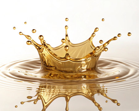 splash of golden liquid on a white background. 3d rendering