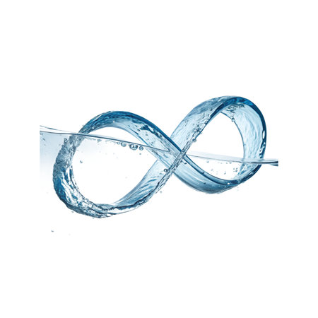 Infinity symbol made of water splash isolated on white background with clipping path
