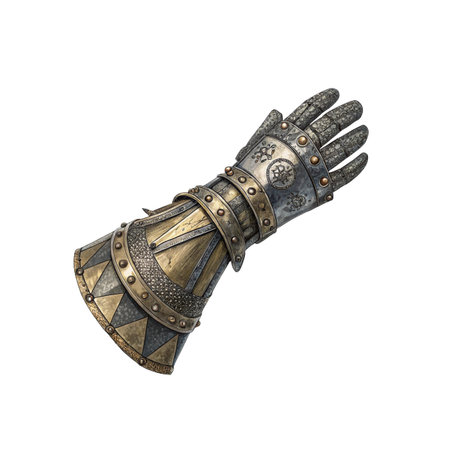 3D digital render of a medieval knight hand isolated on white backgroundの写真素材