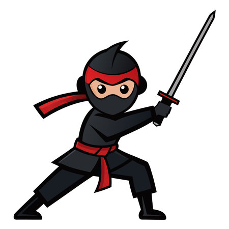 Ninja Warrior Cartoon Mascot Character Vector Illustration Design.のイラスト素材
