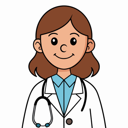 cute female doctor with stethoscope avatar character vector illustration designのイラスト素材