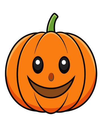 Pumpkin emoticon icon. Cartoon illustration of pumpkin emoticon vector icon for webのイラスト素材