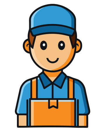 Worker with cap and uniform, vector illustration. Flat style.のイラスト素材