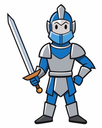 Knight with a sword in his hand. Vector illustration on white background.のイラスト素材