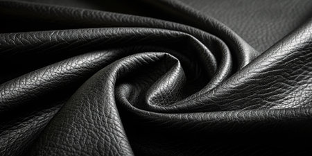 a close up of black leather texture with a smooth and shiny surface pattern. 83