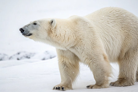 Polar bear (Ursus maritimus) walking on snowの写真素材