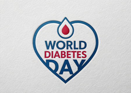 World diabetes day concept with heart and blood drop on white background.の写真素材