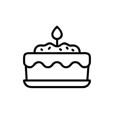 Birthday cake icon vector. A thin line sign. Isolated contour symbol illustrationのイラスト素材