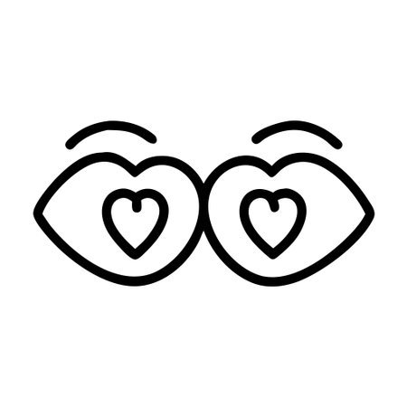 Heart eyes icon vector. A thin line sign. Isolated contour symbol illustrationのイラスト素材