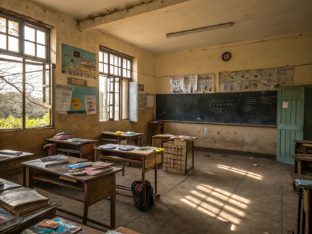 Old school classroom in the old school district of Sri Lanka, Asia