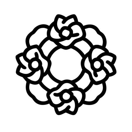 Wreath Icon Vector. Outline Wreath Sign. Isolated Contour Symbol Illustrationのイラスト素材