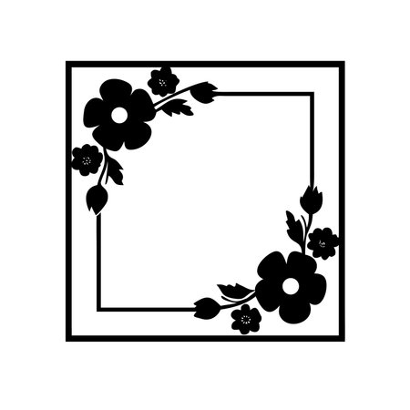 frame with flowers and leafs icon over white background. vector illustrationのイラスト素材