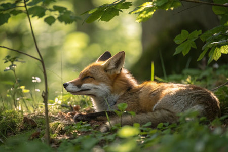 Red fox (Vulpes vulpes) in the forest.