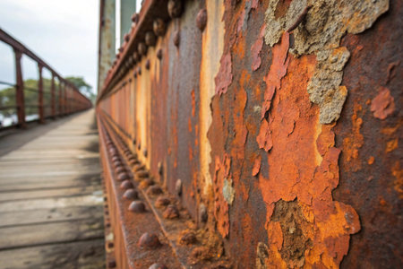 Detail of a rusty iron bridge in the city of Salvador.の写真素材