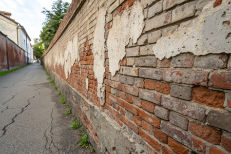 Old brick wall in the old town of Vilnius, Lithuania.の写真素材