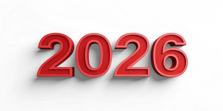 red 2026 year design future date calendar graphic element