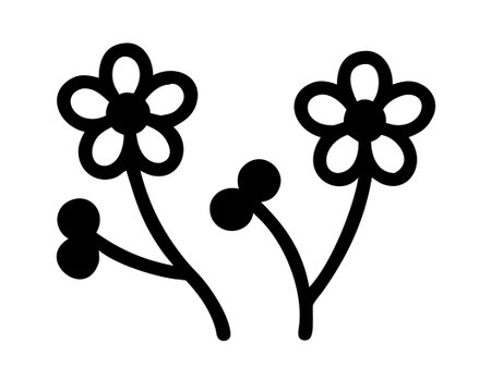cute flowers garden decorative icon vector illustration design silhouette style simple imageのイラスト素材