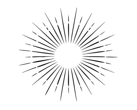 Starburst icon. Radiating from the center of thin beams, lines. Starburst element. Vector illustrationのイラスト素材