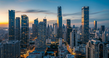 Panoramic view of modern skyscrapers in Bangkok, Thailandの写真素材