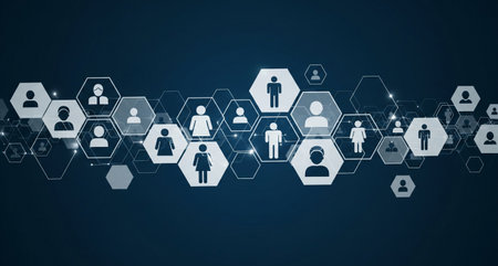 Social network concept. Abstract background with people icons. Vector illustration.の写真素材