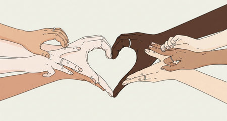 Hands in the shape of a heart. Conceptual vector illustration.