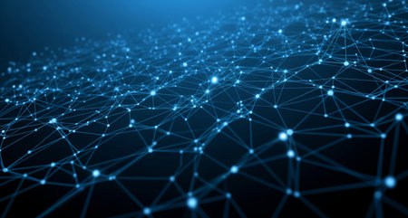 Abstract polygonal space low poly dark background with connecting dots and lines. Connection...