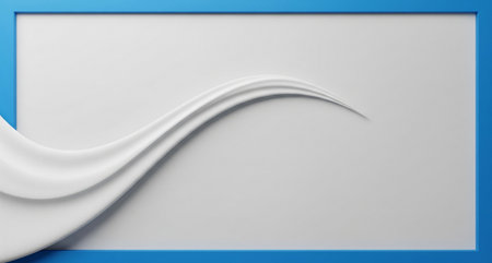 3D rendering of white fabric flowing on a blue background with copy space