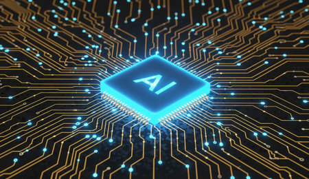3D rendering of an electronic circuit with a symbol of the letter Aの写真素材