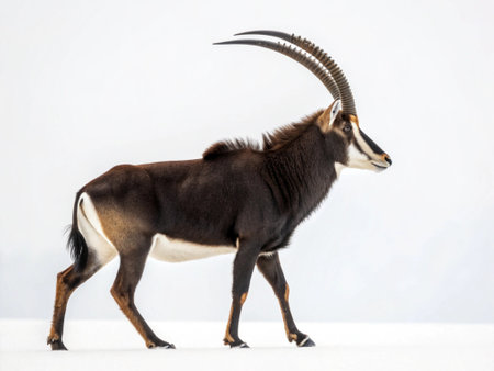 Sable antelope (Hippotragus tragocamelus) isolated on white backgroundの写真素材