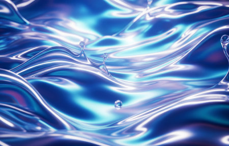 a calming abstract blue water wave background with liquid surface and motionの写真素材
