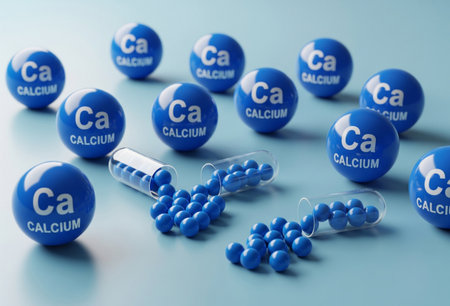 calcium supplement pills for bone health and strong teeth mineral nutritionの写真素材