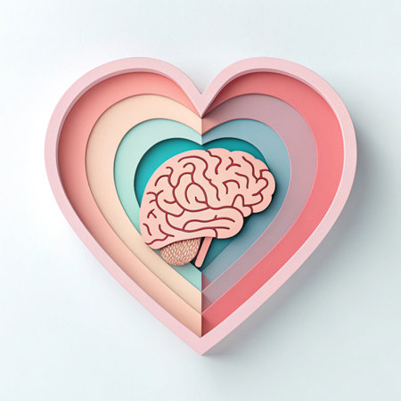 Human brain in heart shape on white background. 3D illustration.の写真素材