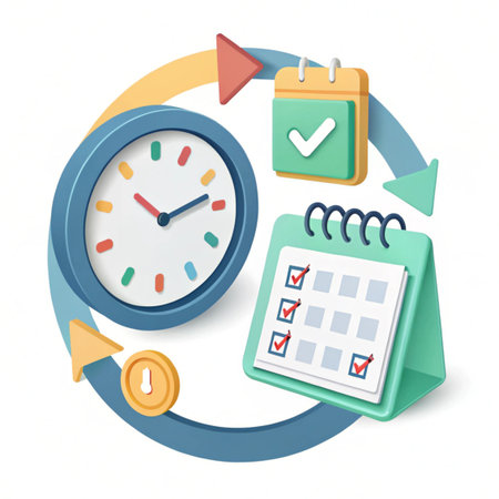 Time management concept with clock and calendar on white background. 3D rendering.の写真素材