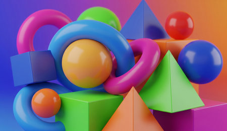 a vibrant geometric render with colorful shapes in an abstract designの写真素材
