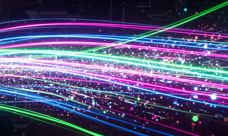 Bright stream lines data speed flow digital art abstract futureの写真素材