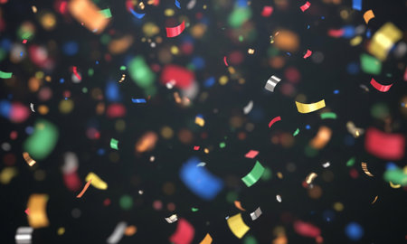 Confetti celebration background color explosion. Paper pieces abstract blur vibrant style.の写真素材