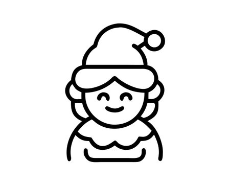 Christmas elf line icon, concept illustration, outline symbol, vector sign, linear symbol.のイラスト素材