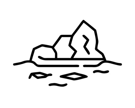 Iceberg icon vector. A thin line sign. Isolated contour symbol illustrationのイラスト素材