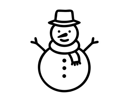 Snowman icon vector. A thin line sign. Isolated contour symbol illustrationのイラスト素材