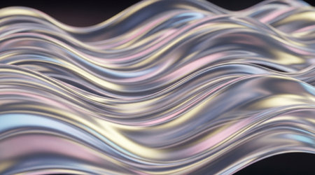 Liquid metal texture background Undulating abstract waves creating reflective surface Smooth silver...