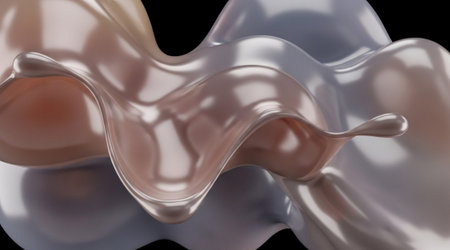 Abstract viscous creamy splash wave movement. Opaque smooth substance flow. Cosmetic liquid drop shape background.の写真素材