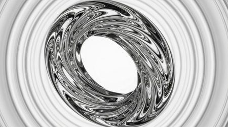 Dynamic swirling geometric ring shape background High contrast black and white design Abstract...