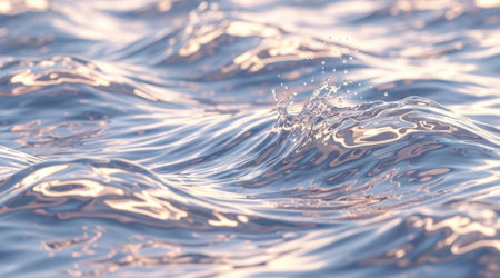 Detailed water surface texture Ripples create shimmering reflections Pure aqua fluid environment concept Waves closeup backgroundの写真素材