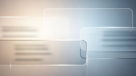 Futuristic abstract background. Transparent rounded rectangles overlapping design. Clean corporate business presentation element.の写真素材