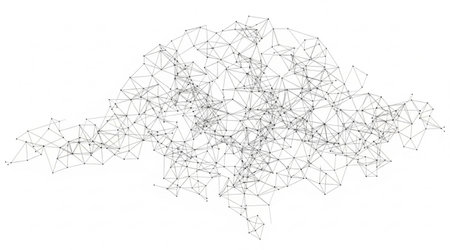 Geometric network map wireframe structure connection points digital plexus background abstract technology designの写真素材