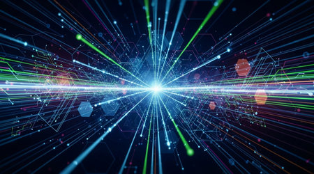 Abstract data stream cyberspace background light burst beam explosion fast internet connection...