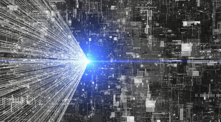 High speed data transfer abstract digital beam technology stream internet connection futuristic...